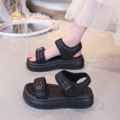 Kadın Yazlık Hafif Kalın Taban Sandalet (Bej) thumbnail 5