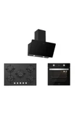 Silverline Siyah Cam Ankastre Set 5 Yıl Garanti (3457 Soho 60+cs5365b01+bo6504b01) - 1