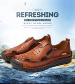 Erkek Deri Sandalet (Mavi) thumbnail 11