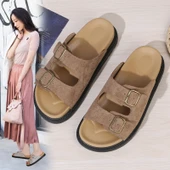 Kadın Yazlık Retro Platform Sandalet (Bej) - 5