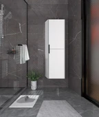 Orka Trio 80 cm MDF Çekmeceli Beyaz Ayaklı Banyo Dolabı Takımı ve Boy Dolabı thumbnail 3