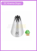 2C Kapalı Yıldız Desen Krema Duyu Büyük Boy Pasta Duyu Paslanmaz Çelik Krema Torbası Ucu 2.5x1.4x3.9 cm - 1