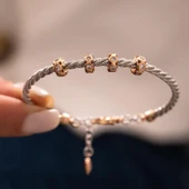 Beyaz Rose Modern Tasarım Kelepçe Bilezik - 2