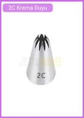 2C Kapalı Yıldız Desen Krema Duyu Büyük Boy Pasta Duyu Paslanmaz Çelik Krema Torbası Ucu 2.5x1.4x3.9 cm - 2