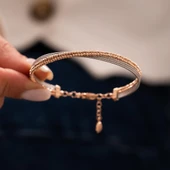 Beyaz Rose Altın Dorikalı Kelepçe Bilezik - 2