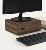 Woodsaka Reka Monitör Standı - Bilgisayar Yanı Masa Düzenleyici - Monitör Yükseltici - Araç & Gereç Saklama Kutusu - Ceviz - 30cm x 21.9cm x 10.2cm - 1