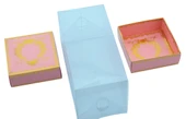 Hediyelik Alt Üst Karton Kapak Pembe Gold Varaklı Arası Asetat Kutu (8CMX8CMX16.5CM) - 2