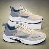 Erkek Örgü Fileli Spor Ayakkabı (Bej) thumbnail 6