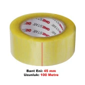 Onestar Koli Bandı 45 mm x 100 Mt Şeffaf Güçlü Yapışkanlı Kopmayan Bant (5 ADET) - 2