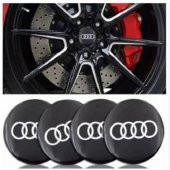 Jant Göbeği Audi Alüminyum yapıştırma 4lü siyah 60mm - 1