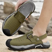 Erkek Yazlık Deri Sandalet (Haki Yeşili) thumbnail 5