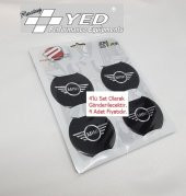 Jant Göbeği Arma Mini Cooper 60mm 4lü SİYAH Alüminyum Yapıştırma - 1