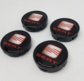 Jant Göbeği Seat 58/55 55mm Yuva 4lü Siyah Kırmızı Yazılı Plasto - 1