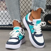 Unisex Kalın Taban Spor Ayakkabı (Beyaz - Mavi - Yeşil) - 9