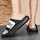 Erkek Roma Sandalet Terlik - Retro Kalın Taban Plaj Ayakkabısı (Siyah) thumbnail 6