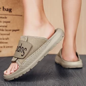 Erkek Roma Sandalet Terlik - Retro Kalın Taban Plaj Ayakkabısı (Siyah) thumbnail 7