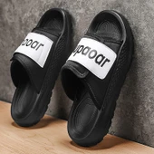 Erkek Roma Sandalet Terlik - Retro Kalın Taban Plaj Ayakkabısı (Siyah) thumbnail 1