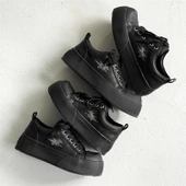 Unisex Kalın Taban Spor Ayakkabı (Siyah-1) - 4