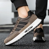 Unisex File Örgü Spor Ayakkabı (Siyah - Kahverengi) - 4