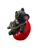 Pitbull Biblo Köpek Oturan Model  Torpido Üstü Araç İçi Süs Siyah thumbnail 2