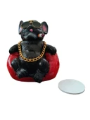 Pitbull Biblo Köpek Oturan Model  Torpido Üstü Araç İçi Süs Siyah thumbnail 3