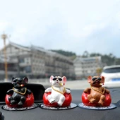 Pitbull Biblo Köpek Oturan Model  Torpido Üstü Araç İçi Süs Siyah thumbnail 5