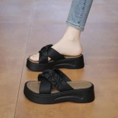 Kadın Platform Topuklu Terlik Sandalet (Bej) thumbnail 4