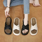 Kadın Platform Topuklu Terlik Sandalet (Bej) thumbnail 9