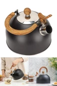 Tilbe Home Düdüklü Çaydanlık Ahşap İskandinav Su Isıtıcı Islık Çalan Çaydanlık Kettle Demlik Çay Potu 2 Litre - 5