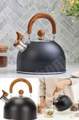 Tilbe Home Düdüklü Çaydanlık Ahşap İskandinav Su Isıtıcı Islık Çalan Çaydanlık Kettle Demlik Çay Potu 2 Litre - 2