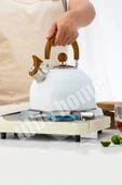 Tilbe Home Düdüklü Çaydanlık İskandinav Ahşap Su Isıtıcı Islık Çalan Çaydanlık Kettle Demlik Çay Potu 2 Litre - 4
