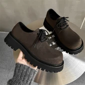 Erkek Derby Ayakkabı - Retro İş Ayakkabısı - Kalın Tabanlı (Kahverengi-7) thumbnail 5