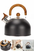 Tilbe Home Düdüklü Çaydanlık Ahşap İskandinav Su Isıtıcı Islık Çalan Çaydanlık Kettle Demlik Çay Potu 2 Litre - 1