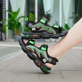 Unisex Yazlık Plaj Sandalet (Siyah - Yeşil-1) - 4