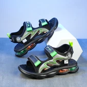 Unisex Yazlık Plaj Sandalet (Siyah - Yeşil-1) - 1