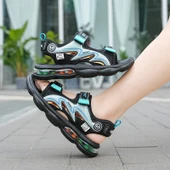 Unisex Yazlık Plaj Sandalet (Siyah - Yeşil-1) - 5