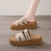 Kadın Platform Topuklu Sandalet (Haki-1) - 3