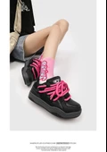 Unisex Retro Spor Ayakkabı (Siyah - Pembe) - 12