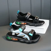 Unisex Yazlık Plaj Sandalet (Siyah - Yeşil-1) - 2