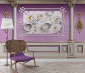 3D Pembe Panel Altın Motif Sütun Duvar Kağıdı Baskı - 6
