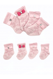 4 lü Kız Bebek Çorabı 0-6 ay   BT-0276 - 1