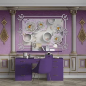 3D Pembe Panel Altın Motif Sütun Duvar Kağıdı Baskı - 4