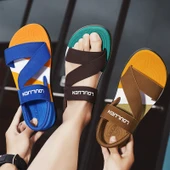Erkek Terlik Sandalet - Elastik Bantlı - Düz Topuklu - Renk Bloklu - Yazlık (Haki-6) - 4