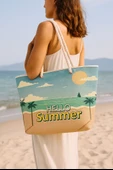Hello Summer Büyük Boy Piknik ve Plaj Çantası –  Halat Saplı – 55x36x15 cm - 2