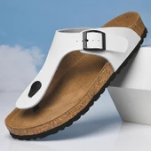 Deri Terlik Sandalet - Çift Model (Siyah) thumbnail 4