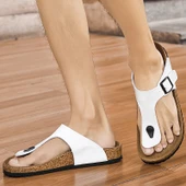 Deri Terlik Sandalet - Çift Model (Siyah) thumbnail 2