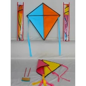 GÜLEN UÇURTMA / Hışır Kumaş Çerçeveli Elmas Uçurtma (Orta Boy) / İki Renk - 3