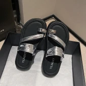 Kadın Platform Topuklu Sandalet (Gümüş) - 2