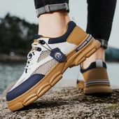 Erkek Fileli Hızlı Kuruyan Spor Ayakkabı (Sarı) thumbnail 5