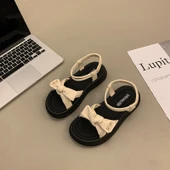 Kadın Platform Sandalet - Roma Plaj Terliği (Siyah-1) - 7